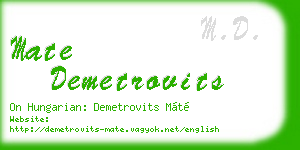 mate demetrovits business card